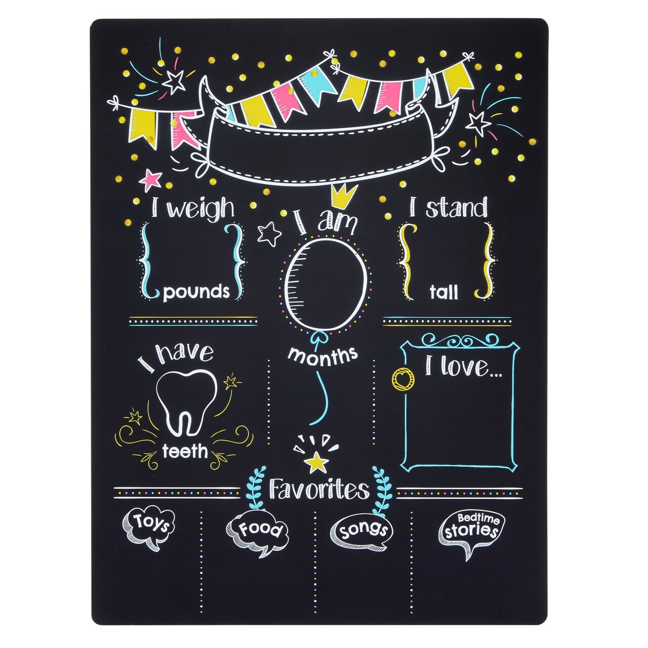 Baby Monthly Milestone Board, First Year Chalkboard for Photography Prop, Baby Showers (11.6 x 15.6 In)